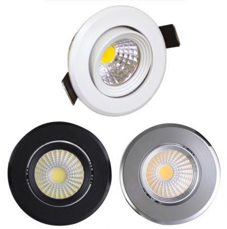 LED 가구매입 COB 4W 진열장조명 다운라이트 할로겐 매립등 2인치매입등 4000K 전구색 주백색 주광색 플리커프리 블랙 크롬