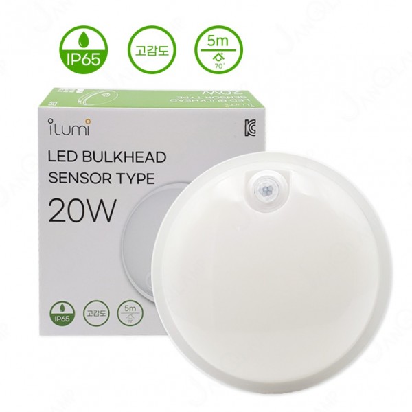 LED 방수 센서 현관 센서등 교체 화장실 외벽 원형 타원형 20W IP65 일루미 고감도 외부 벽등 주광색 전구색 베란다